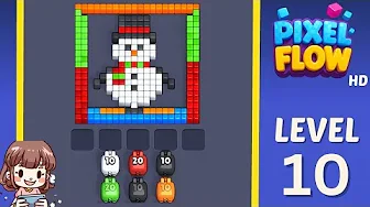Pixel Flow Level 10 grid layout and solution screenshot