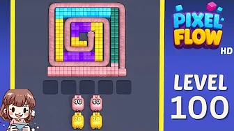 Pixel Flow Level 100 grid layout and solution screenshot