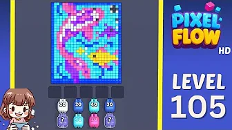Pixel Flow Level 105 grid layout and solution screenshot