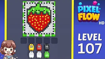 Pixel Flow Level 107 grid layout and solution screenshot