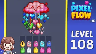 Pixel Flow Level 108 grid layout and solution screenshot