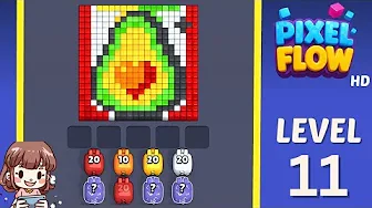 Pixel Flow Level 11 grid layout and solution screenshot