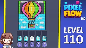 Pixel Flow Level 110 grid layout and solution screenshot