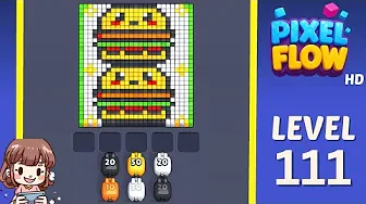 Pixel Flow Level 111 grid layout and solution screenshot