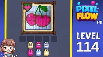 Pixel Flow Level 114 grid layout and solution screenshot
