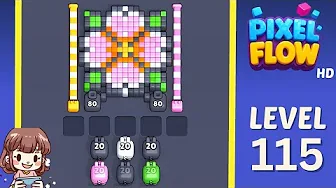 Pixel Flow Level 115 grid layout and solution screenshot
