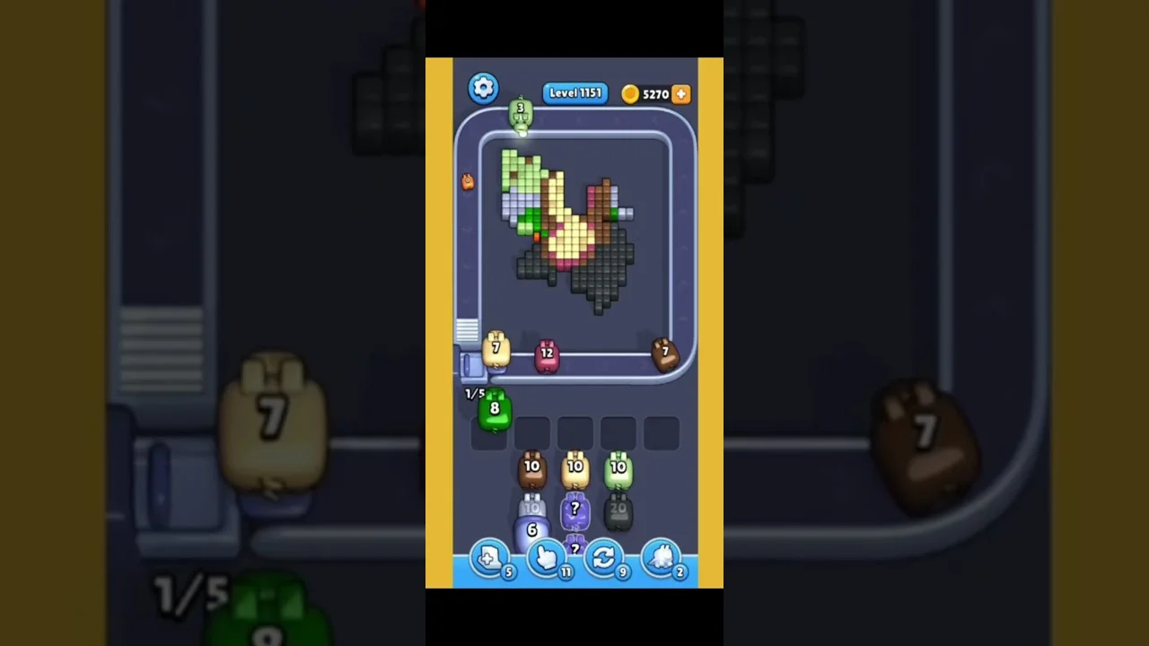 Pixel Flow Level 1151 grid layout and solution screenshot