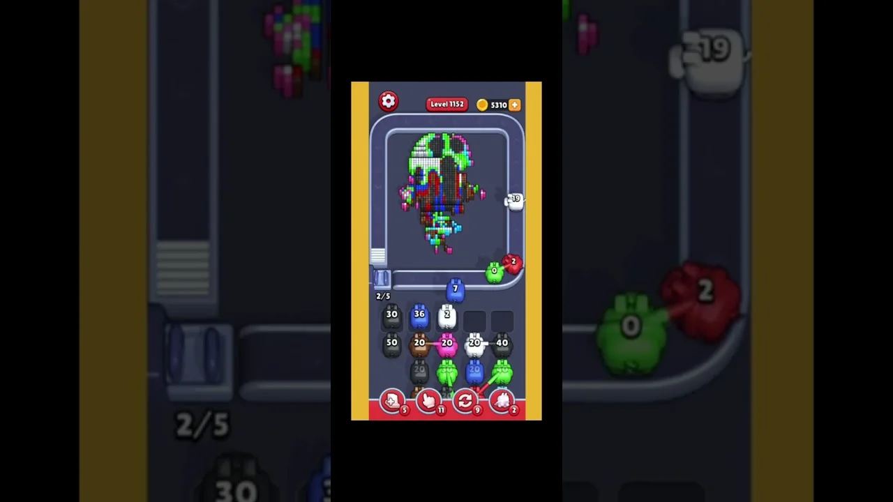 Pixel Flow Level 1152 grid layout and solution screenshot