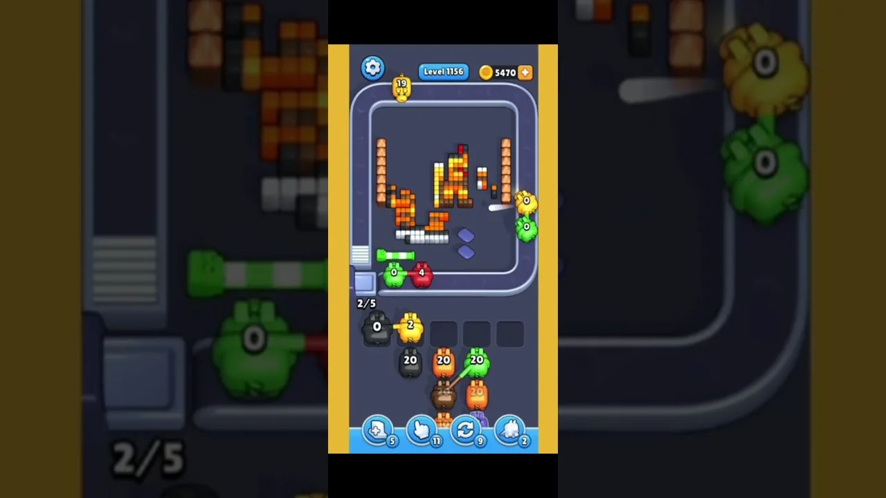 Pixel Flow Level 1156 grid layout and solution screenshot