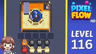 Pixel Flow Level 116 grid layout and solution screenshot