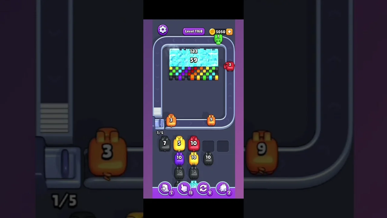 Pixel Flow Level 1168 grid layout and solution screenshot