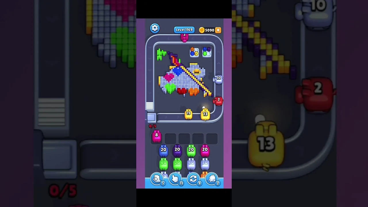 Pixel Flow Level 1169 grid layout and solution screenshot