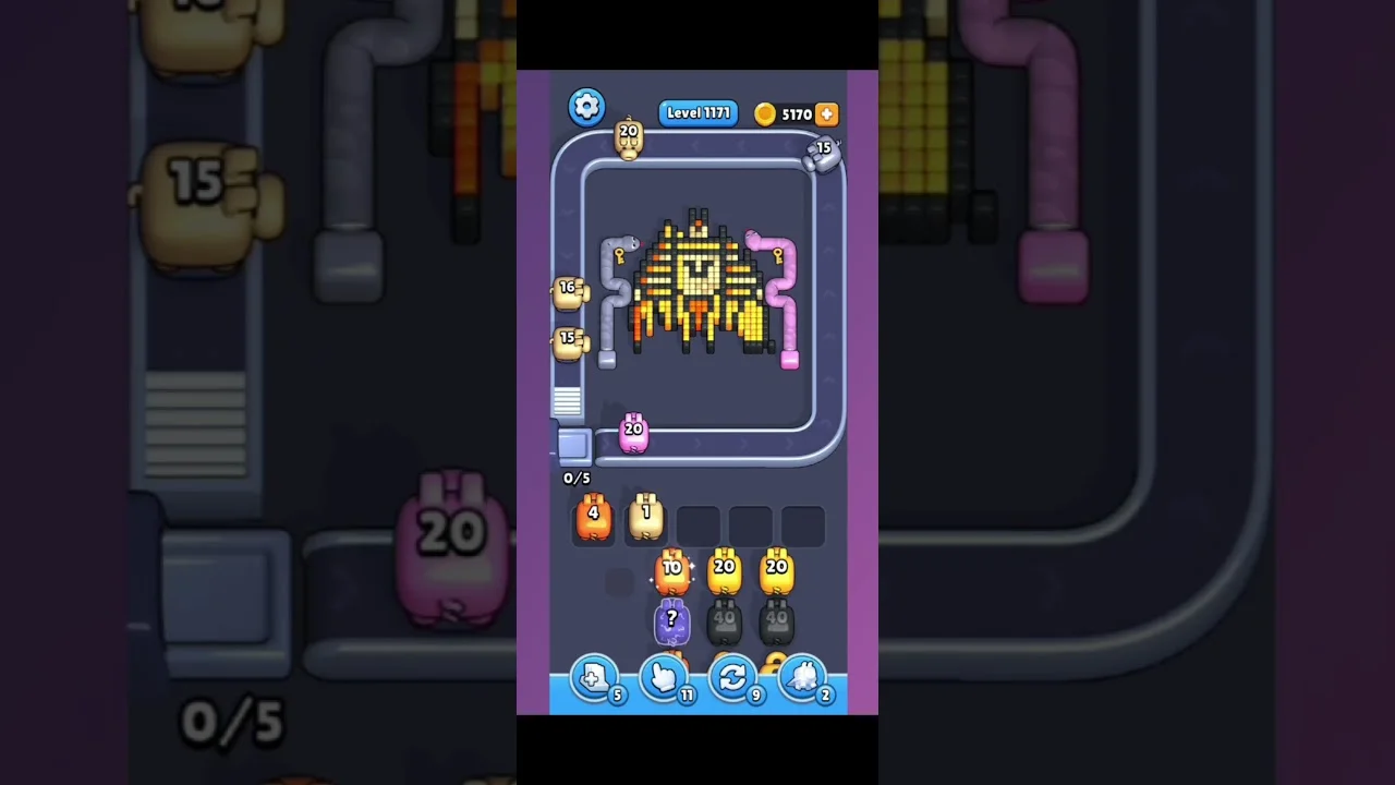 Pixel Flow Level 1171 grid layout and solution screenshot