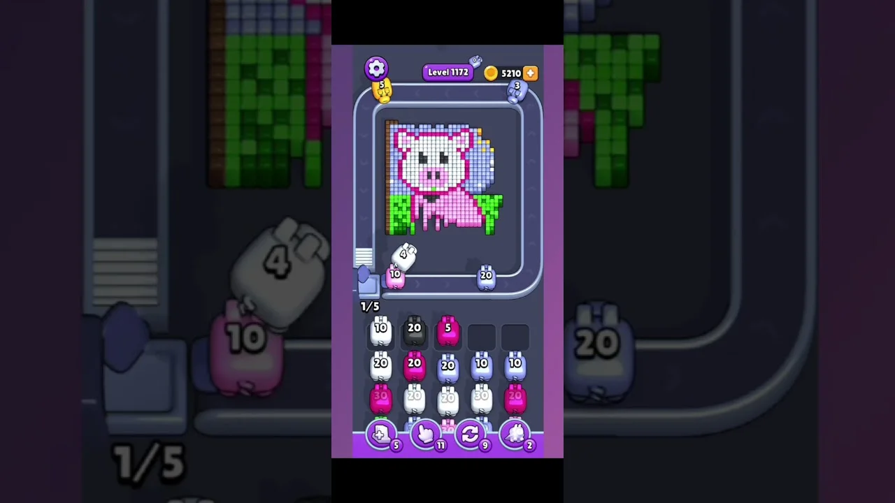 Pixel Flow Level 1172 grid layout and solution screenshot