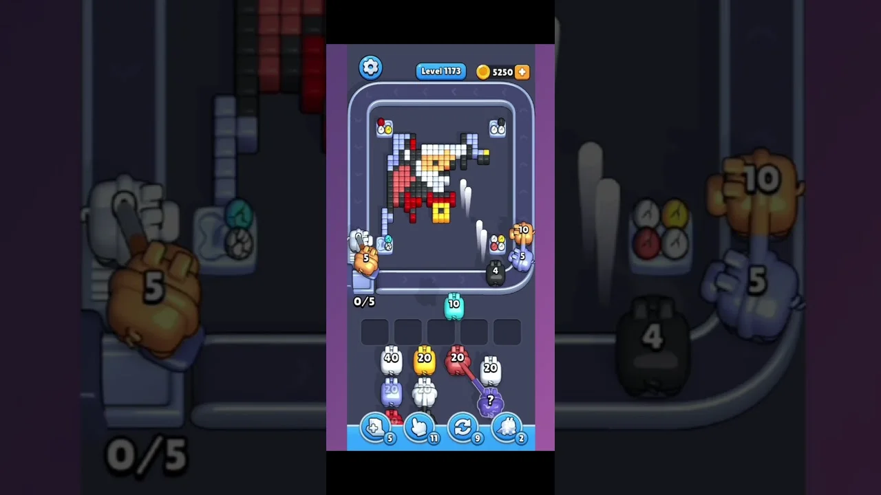 Pixel Flow Level 1173 grid layout and solution screenshot