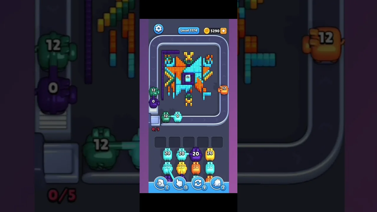 Pixel Flow Level 1174 grid layout and solution screenshot