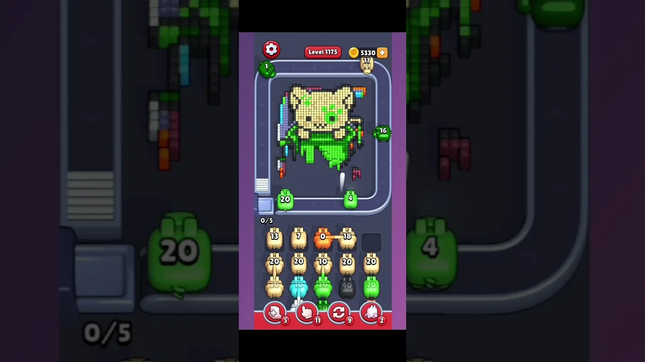 Pixel Flow Level 1175 grid layout and solution screenshot