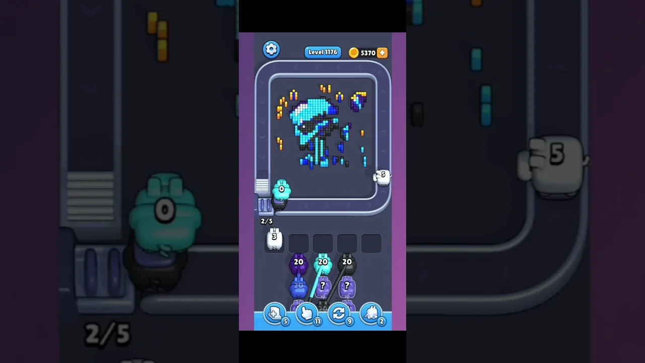 Pixel Flow Level 1176 grid layout and solution screenshot