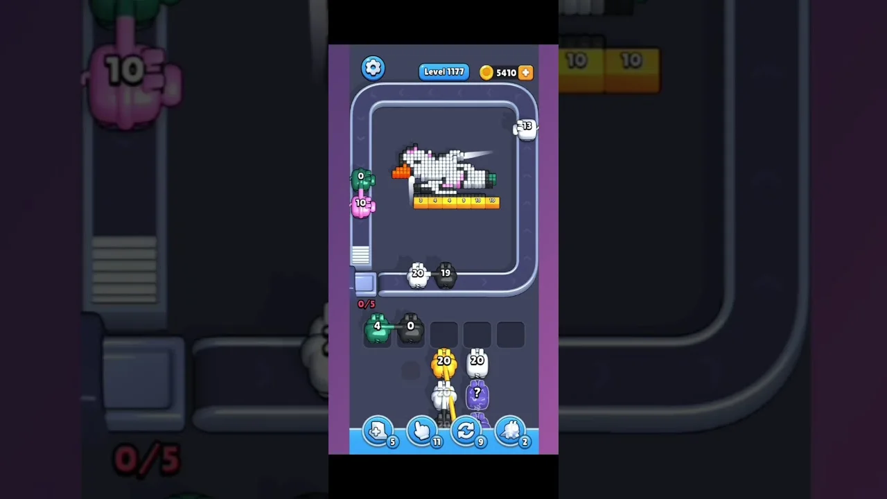 Pixel Flow Level 1177 grid layout and solution screenshot