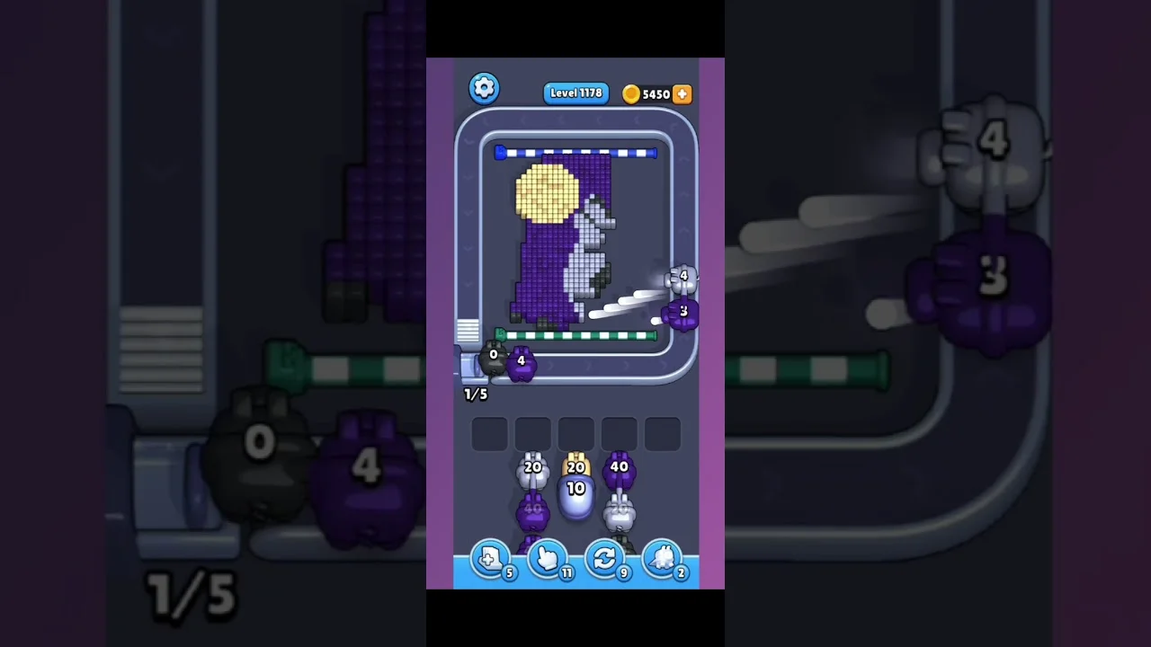 Pixel Flow Level 1178 grid layout and solution screenshot