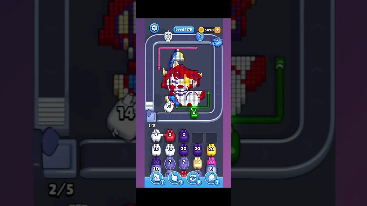 Pixel Flow Level 1179 grid layout and solution screenshot