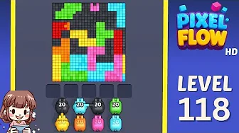 Pixel Flow Level 118 grid layout and solution screenshot