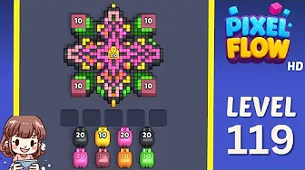 Pixel Flow Level 119 grid layout and solution screenshot