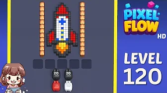 Pixel Flow Level 120 grid layout and solution screenshot