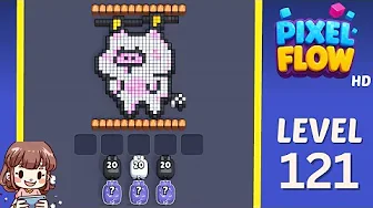 Pixel Flow Level 121 grid layout and solution screenshot