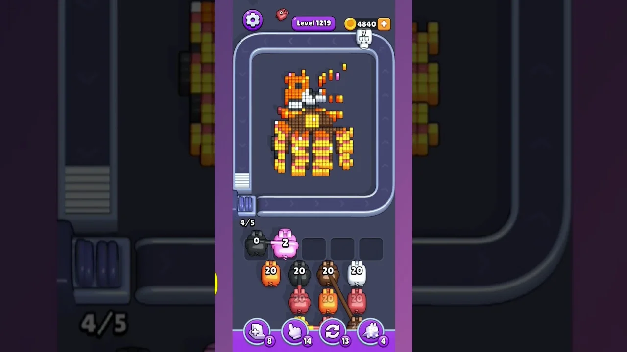 Pixel Flow Level 1219 grid layout and solution screenshot