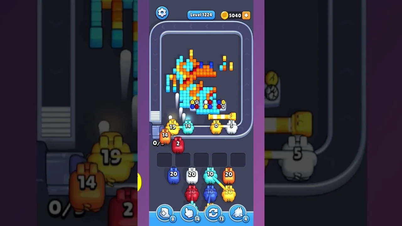 Pixel Flow Level 1224 grid layout and solution screenshot