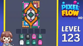 Pixel Flow Level 123 grid layout and solution screenshot
