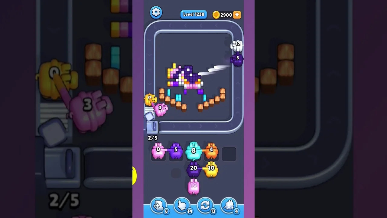 Pixel Flow Level 1238 grid layout and solution screenshot