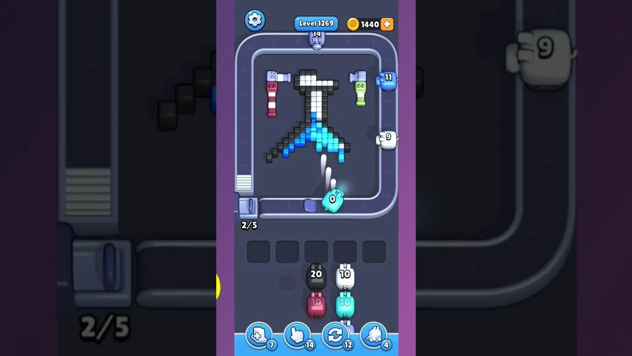 Pixel Flow Level 1262 grid layout and solution screenshot