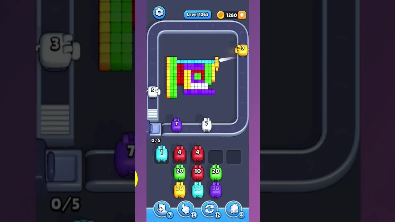 Pixel Flow Level 1266 grid layout and solution screenshot