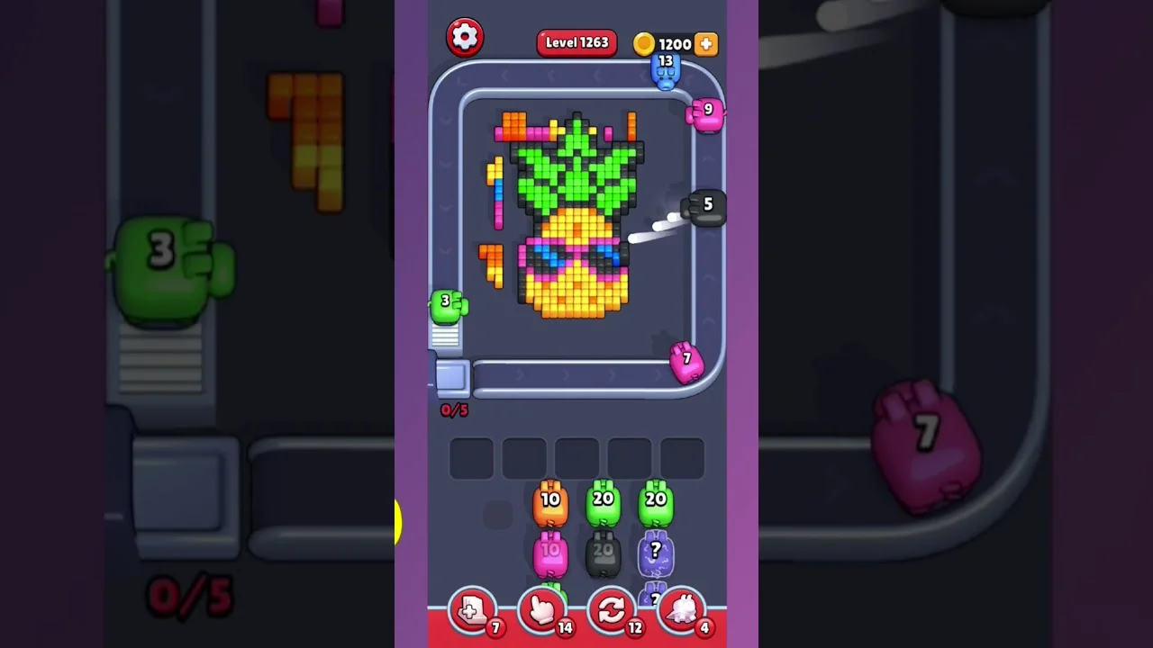Pixel Flow Level 1268 grid layout and solution screenshot