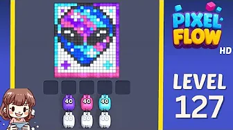 Pixel Flow Level 127 grid layout and solution screenshot