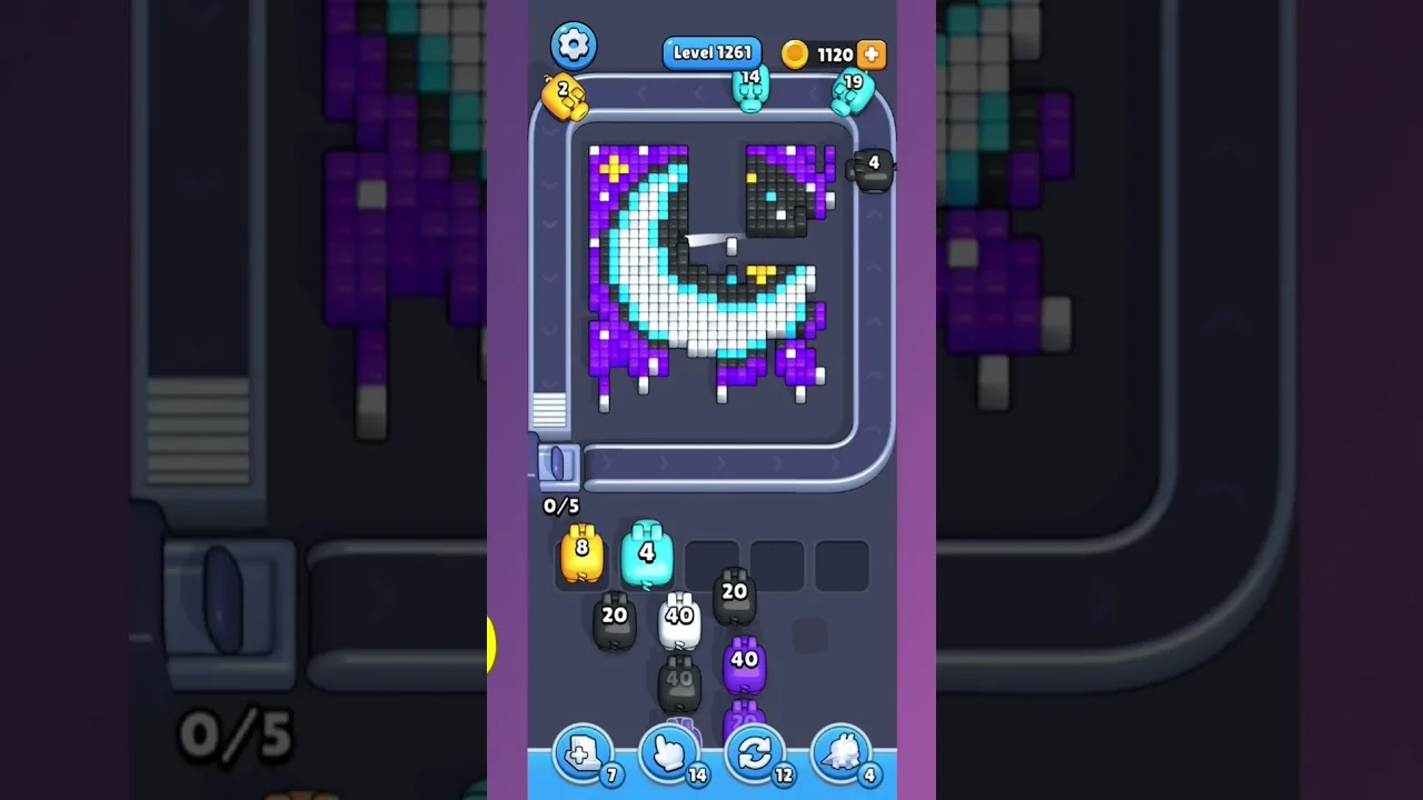 Pixel Flow Level 1270 grid layout and solution screenshot