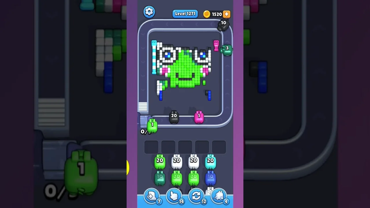 Pixel Flow Level 1271 grid layout and solution screenshot