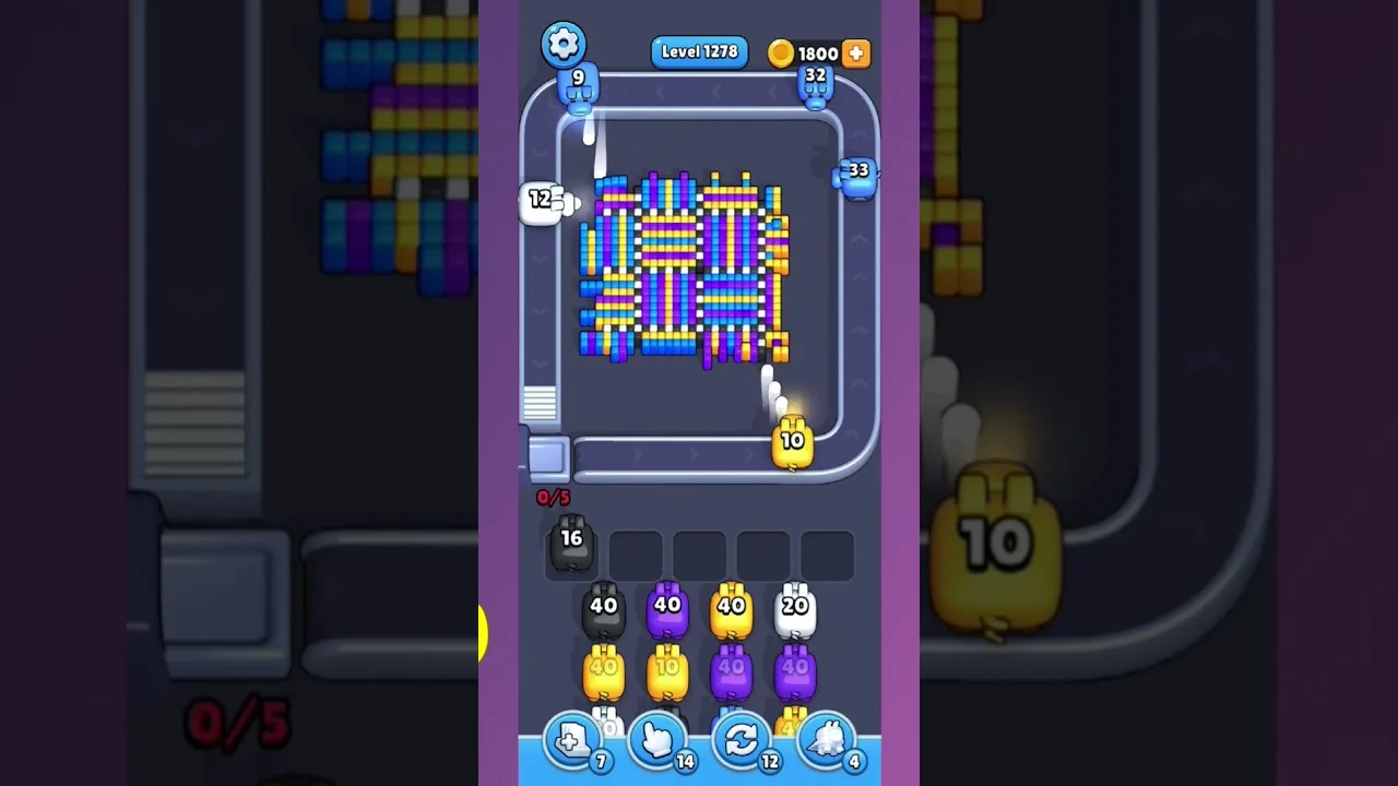 Pixel Flow Level 1278 grid layout and solution screenshot