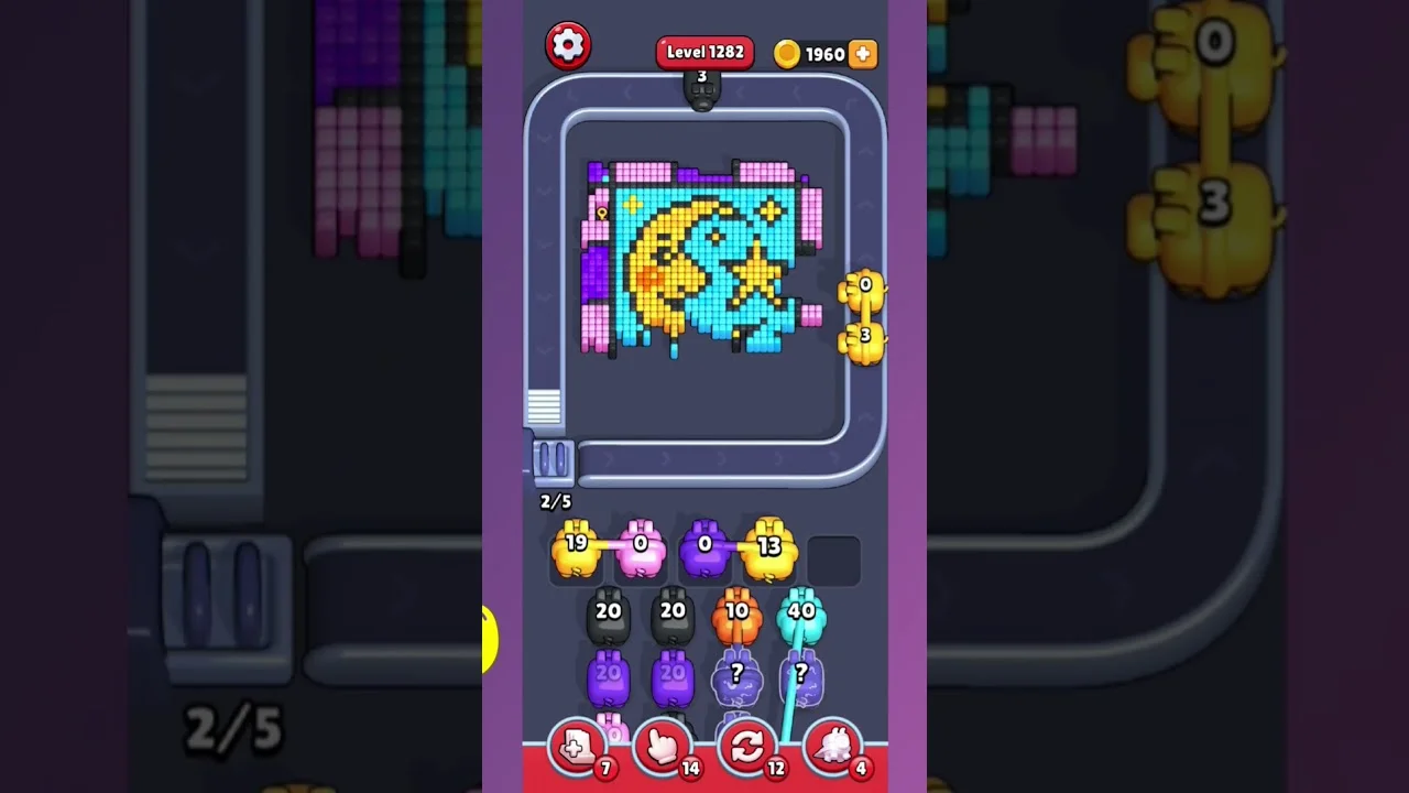 Pixel Flow Level 1282 grid layout and solution screenshot
