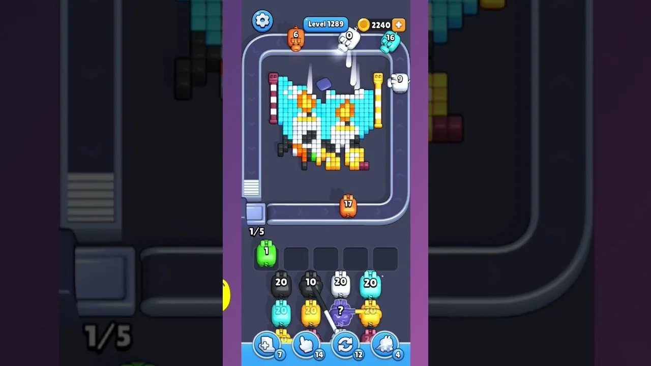 Pixel Flow Level 1288 grid layout and solution screenshot