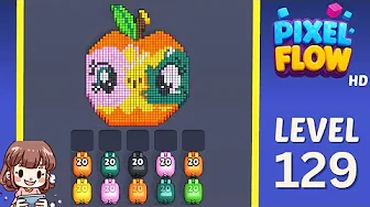 Pixel Flow Level 129 grid layout and solution screenshot