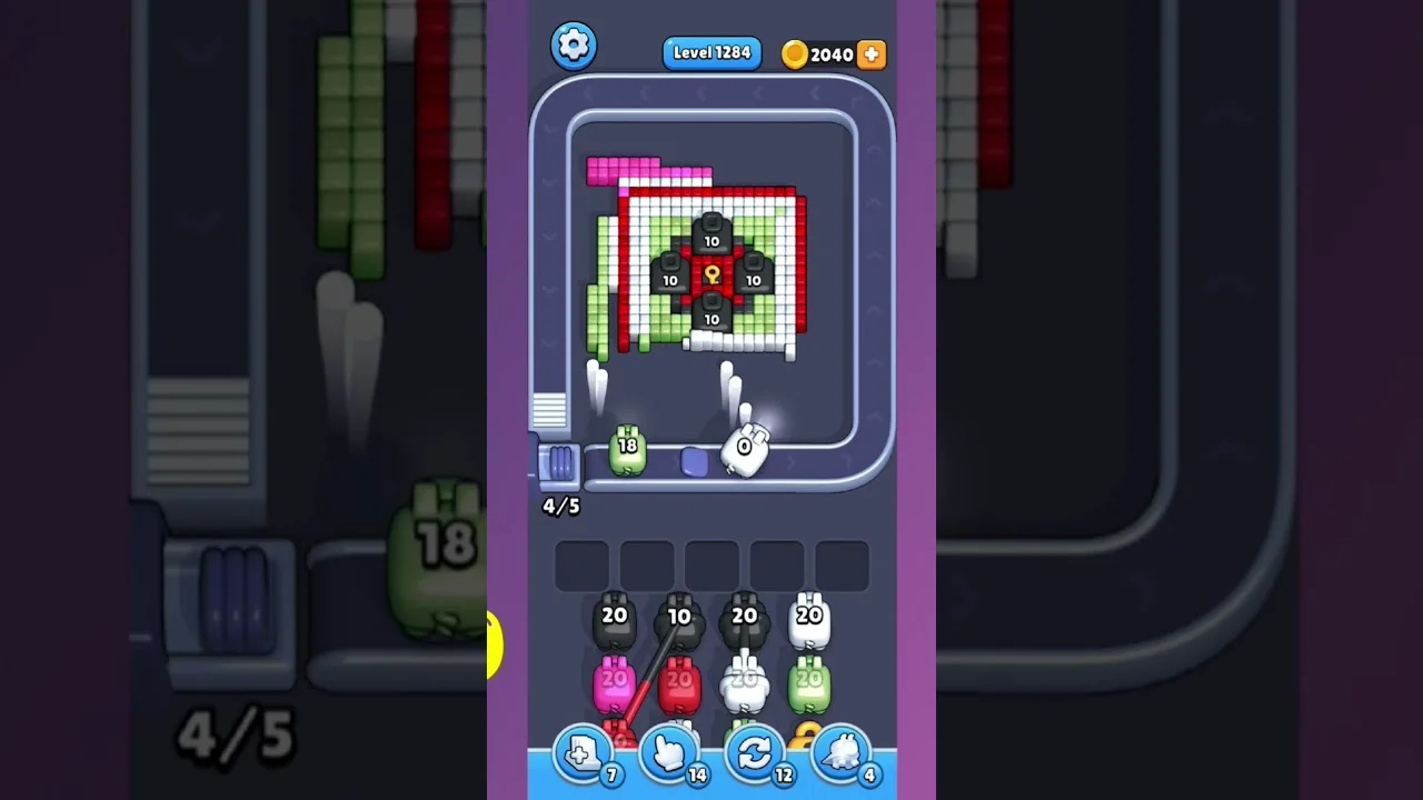 Pixel Flow Level 1290 grid layout and solution screenshot
