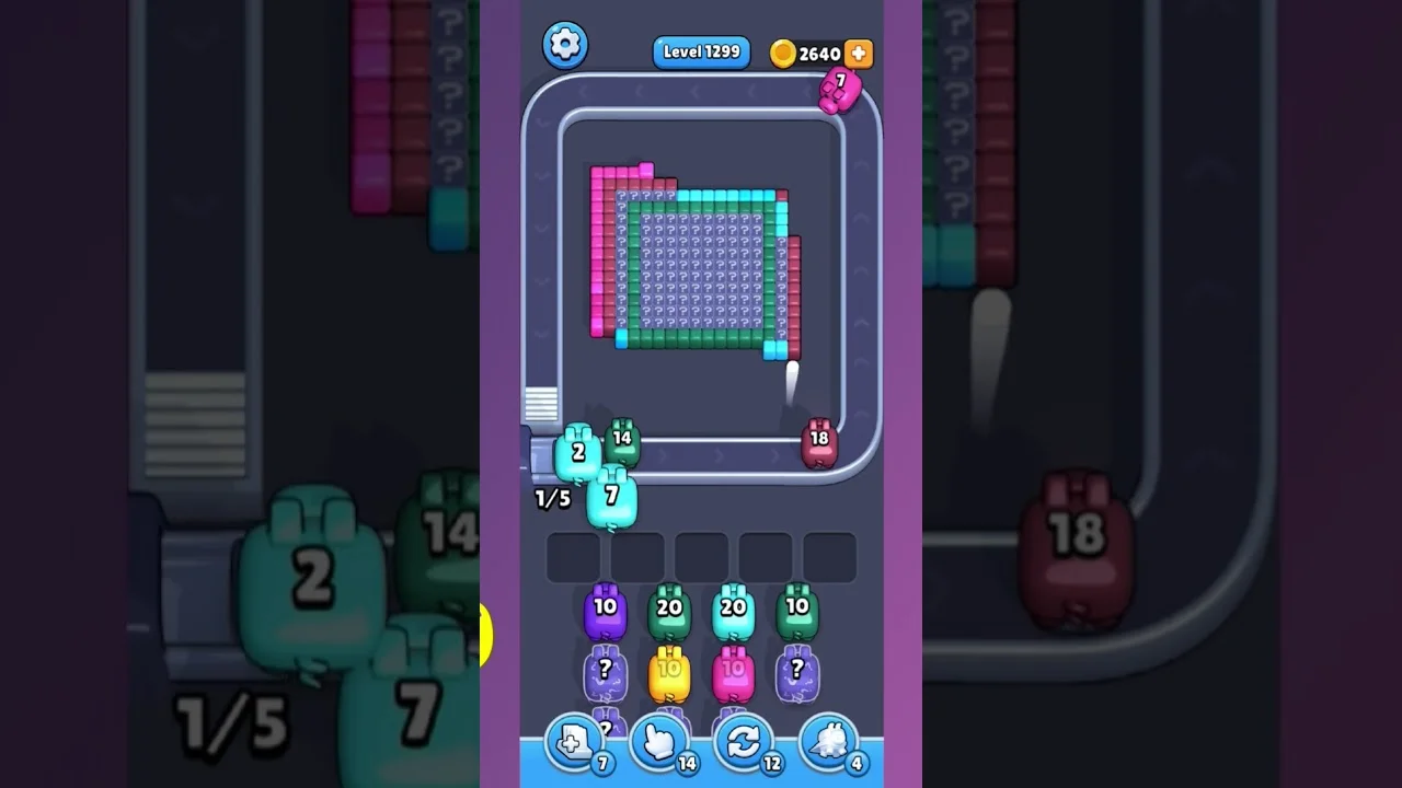 Pixel Flow Level 1299 grid layout and solution screenshot