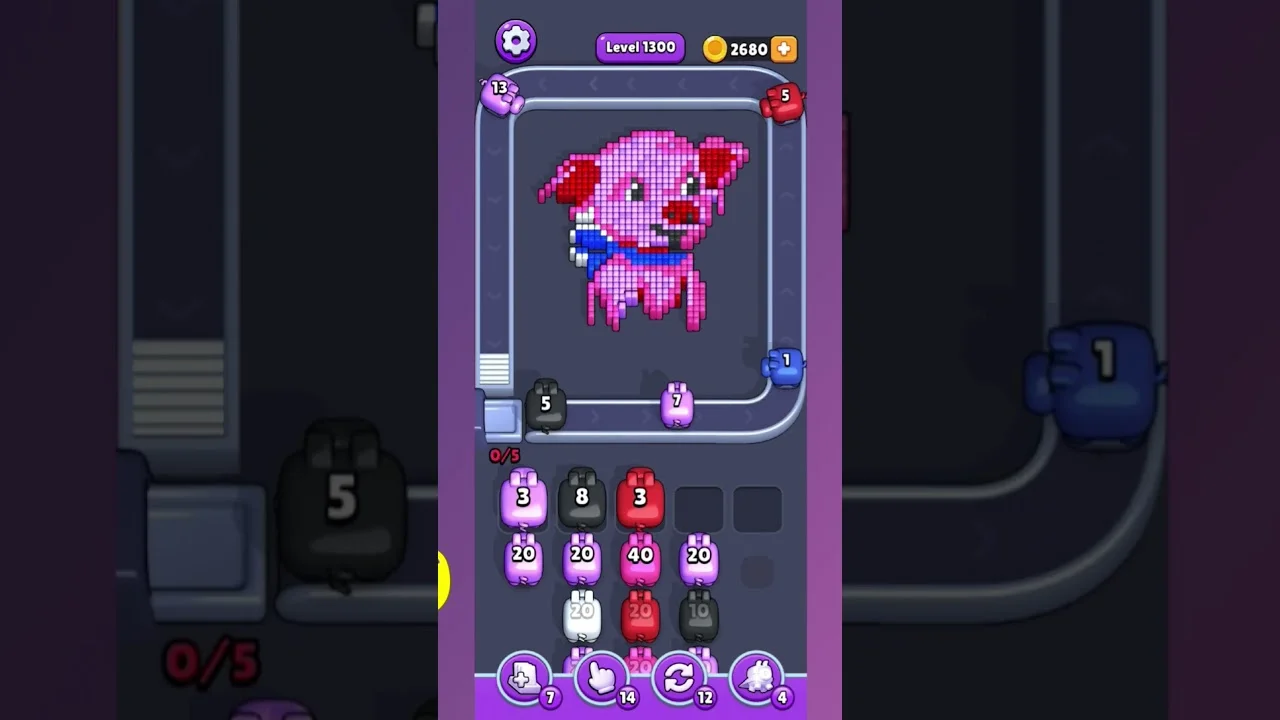 Pixel Flow Level 1300 grid layout and solution screenshot