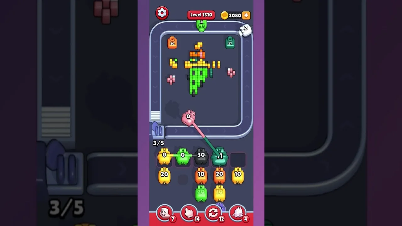 Pixel Flow Level 1310 grid layout and solution screenshot