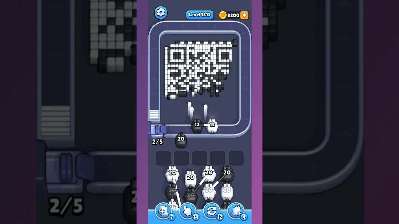 Pixel Flow Level 1313 grid layout and solution screenshot