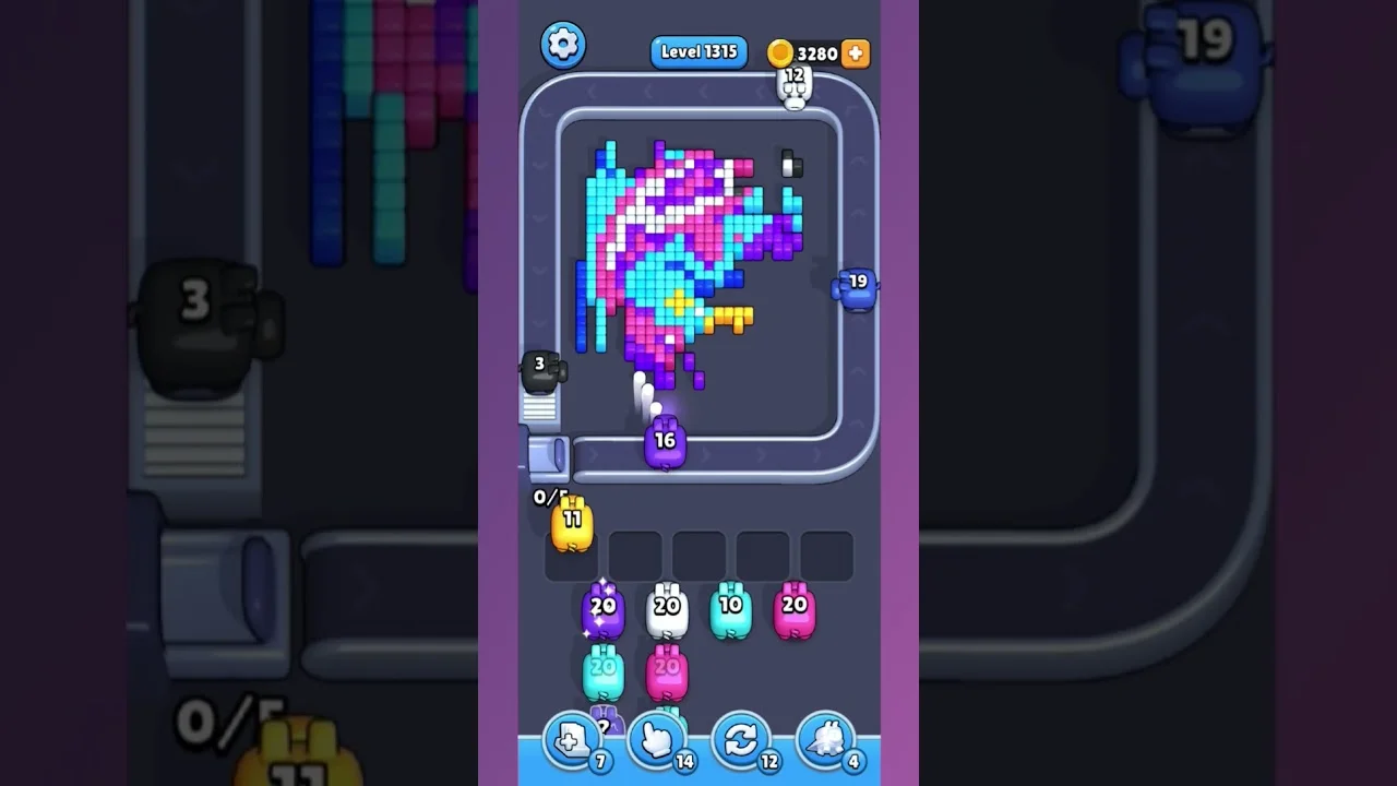Pixel Flow Level 1315 grid layout and solution screenshot