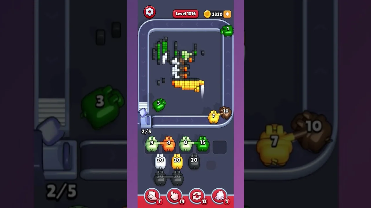 Pixel Flow Level 1316 grid layout and solution screenshot